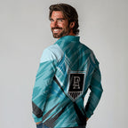 Port Adelaide Power Australian Football Long Sleeve Polo Shirt Powerful Superhero Mascot - Bold Team Colors