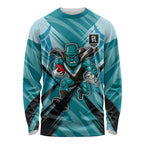 Port Adelaide Power Australian Football Long Sleeve Shirt Powerful Superhero Mascot - Bold Team Colors