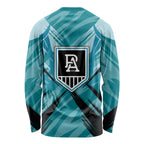 Port Adelaide Power Australian Football Long Sleeve Shirt Powerful Superhero Mascot - Bold Team Colors