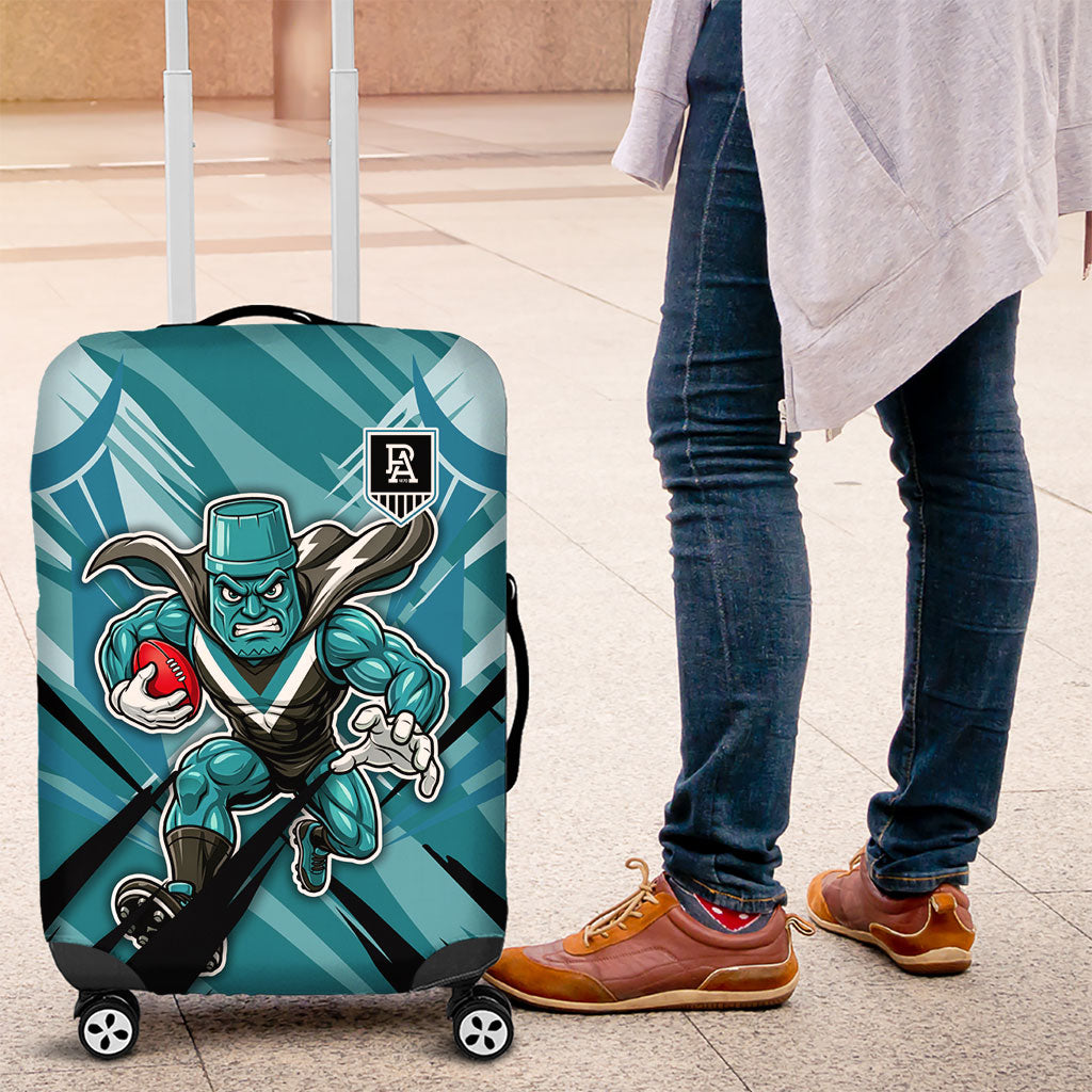 Port Adelaide Power Australian Football Luggage Cover Powerful Superhero Mascot - Bold Team Colors