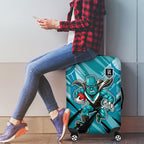 Port Adelaide Power Australian Football Luggage Cover Powerful Superhero Mascot - Bold Team Colors