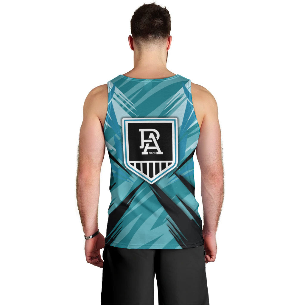 Port Adelaide Power Australian Football Men Tank Top Powerful Superhero Mascot - Bold Team Colors