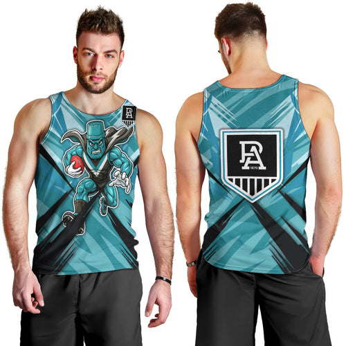 Port Adelaide Power Australian Football Men Tank Top Powerful Superhero Mascot - Bold Team Colors