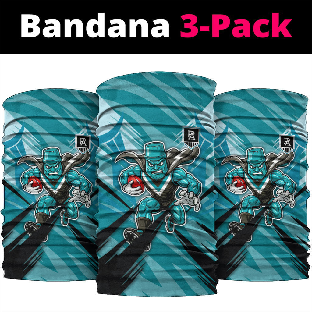 Port Adelaide Power Australian Football Neck Gaiter Powerful Superhero Mascot - Bold Team Colors