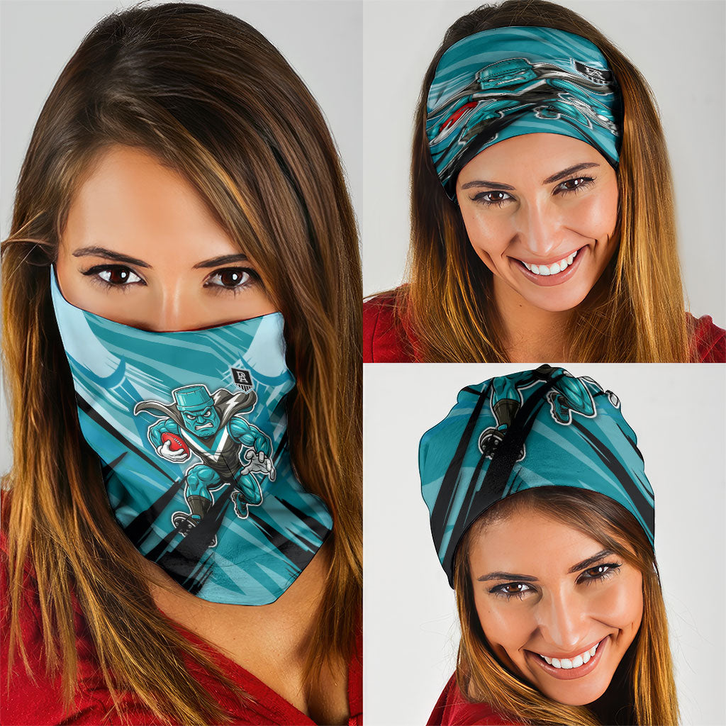 Port Adelaide Power Australian Football Neck Gaiter Powerful Superhero Mascot - Bold Team Colors