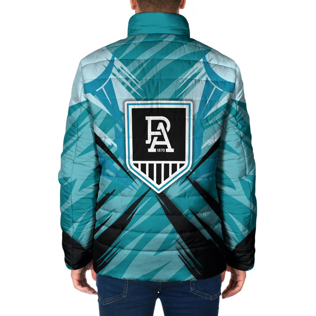 Port Adelaide Power Australian Football Padded Jacket Powerful Superhero Mascot - Bold Team Colors