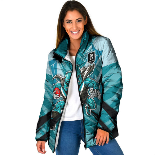 Port Adelaide Power Australian Football Padded Jacket Powerful Superhero Mascot - Bold Team Colors