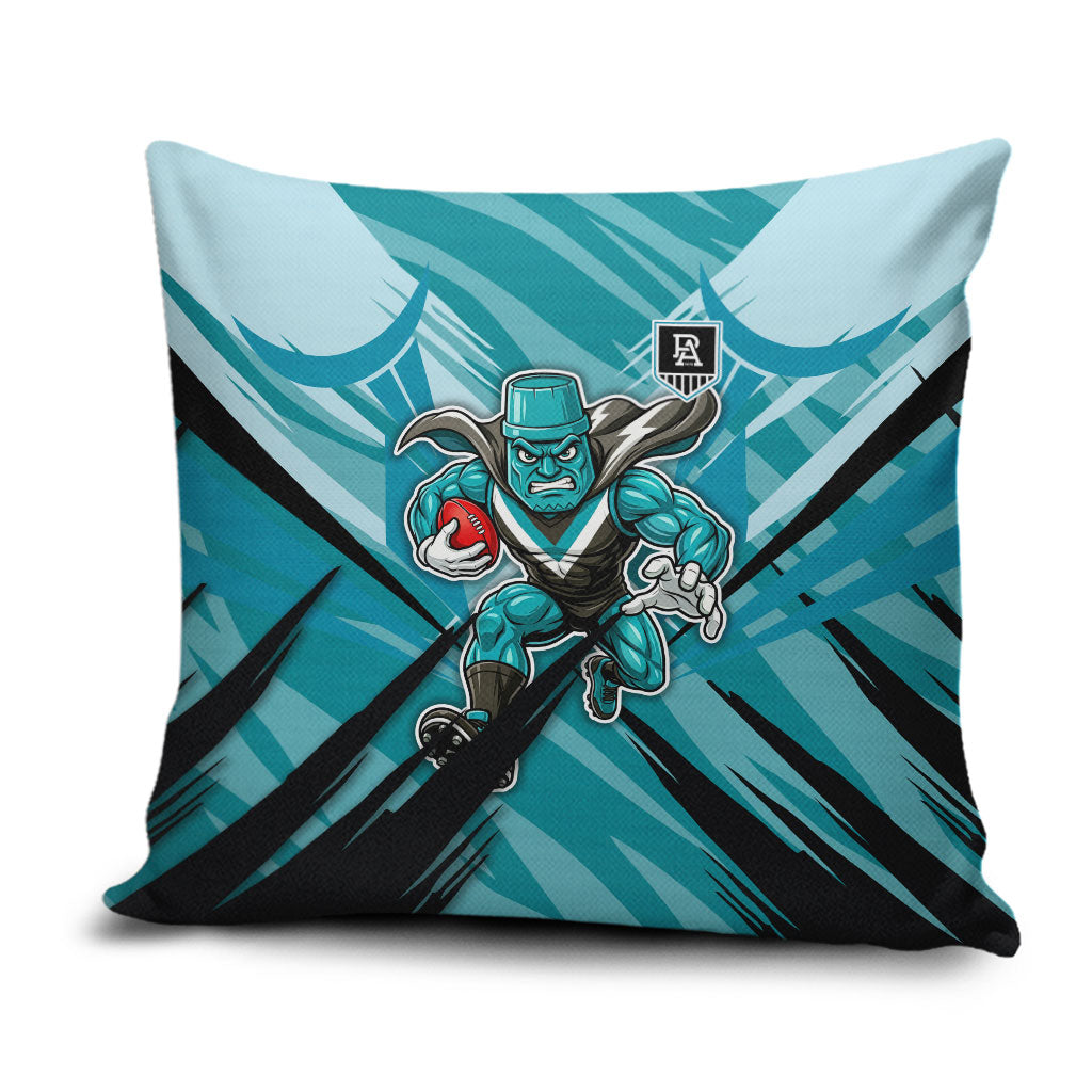 Port Adelaide Power Australian Football Pillow Cover Powerful Superhero Mascot - Bold Team Colors