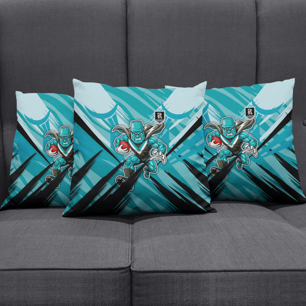 Port Adelaide Power Australian Football Pillow Cover Powerful Superhero Mascot - Bold Team Colors