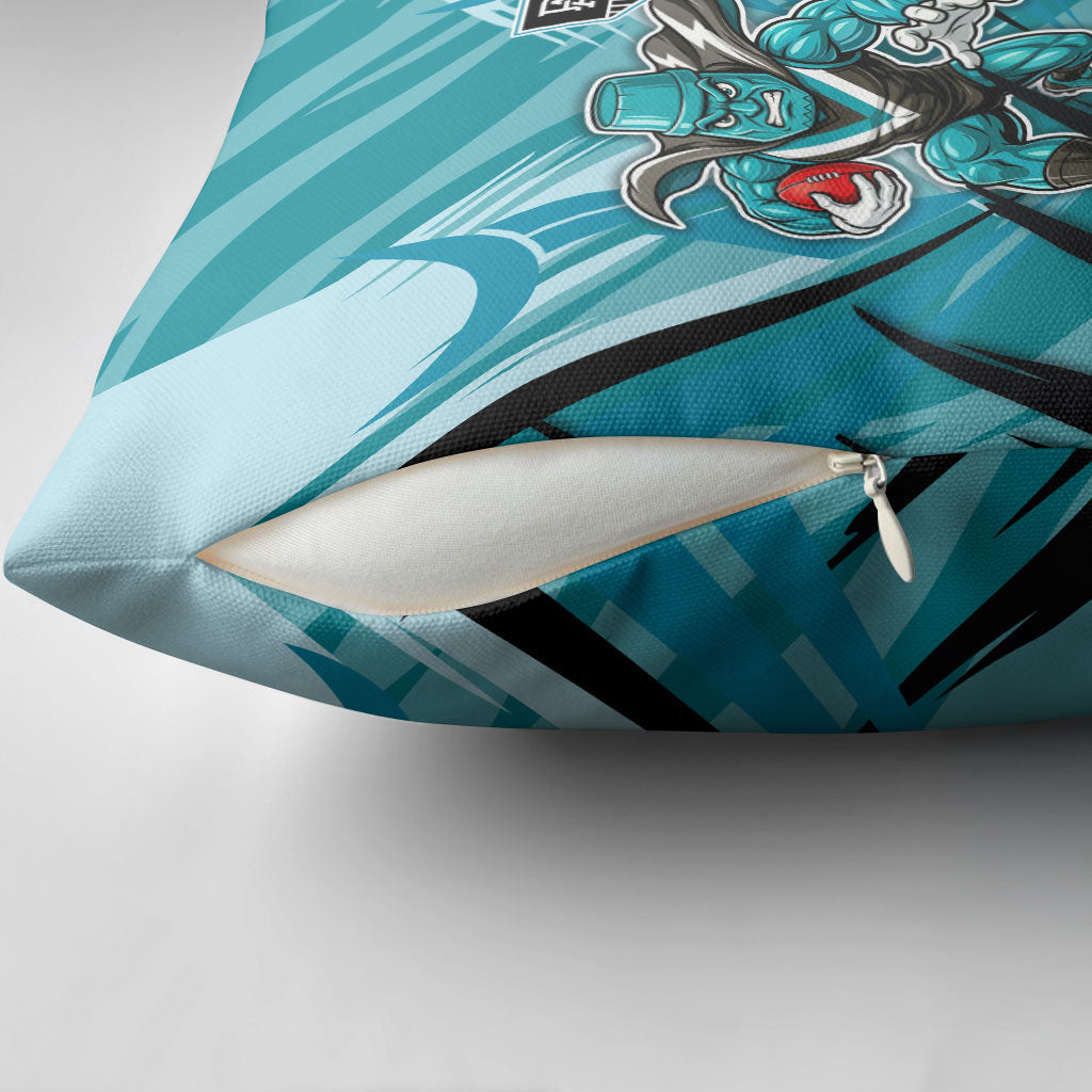 Port Adelaide Power Australian Football Pillow Cover Powerful Superhero Mascot - Bold Team Colors