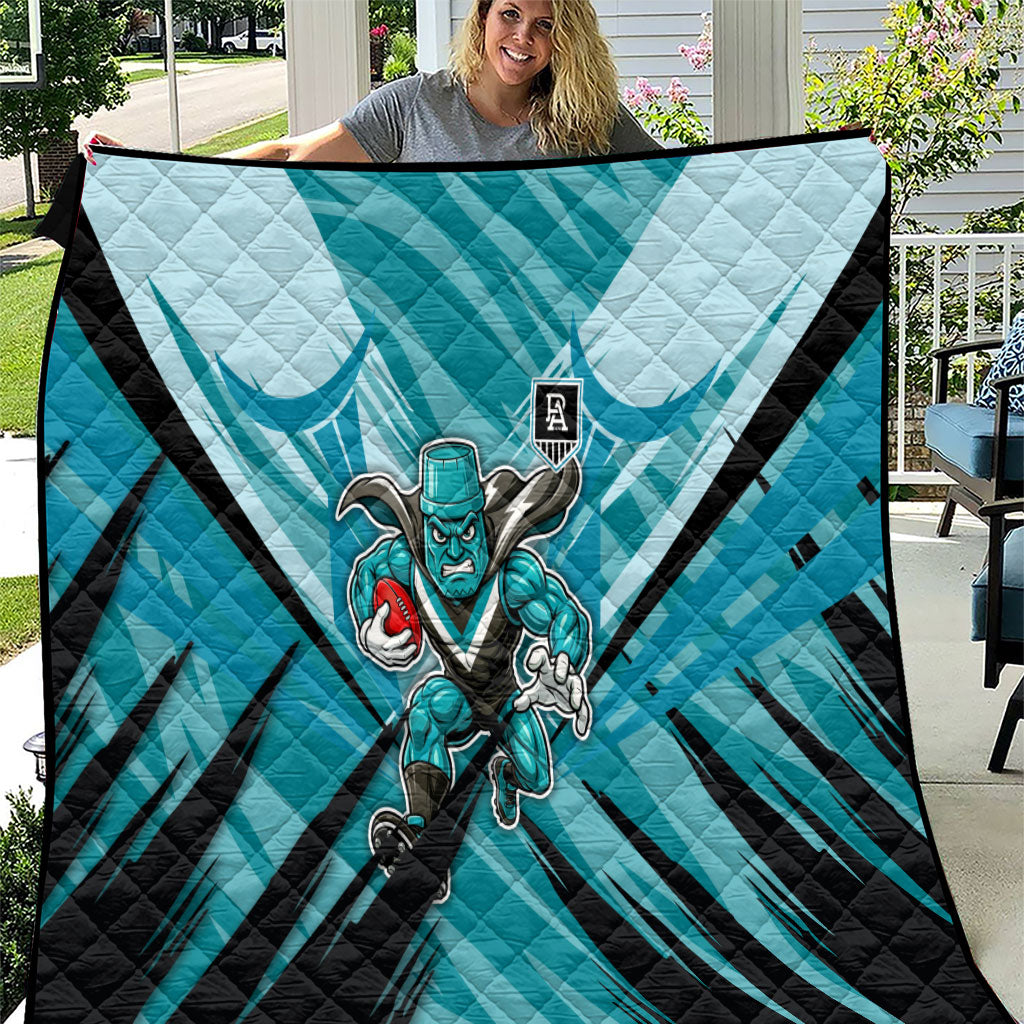 Port Adelaide Power Australian Football Quilt Powerful Superhero Mascot - Bold Team Colors