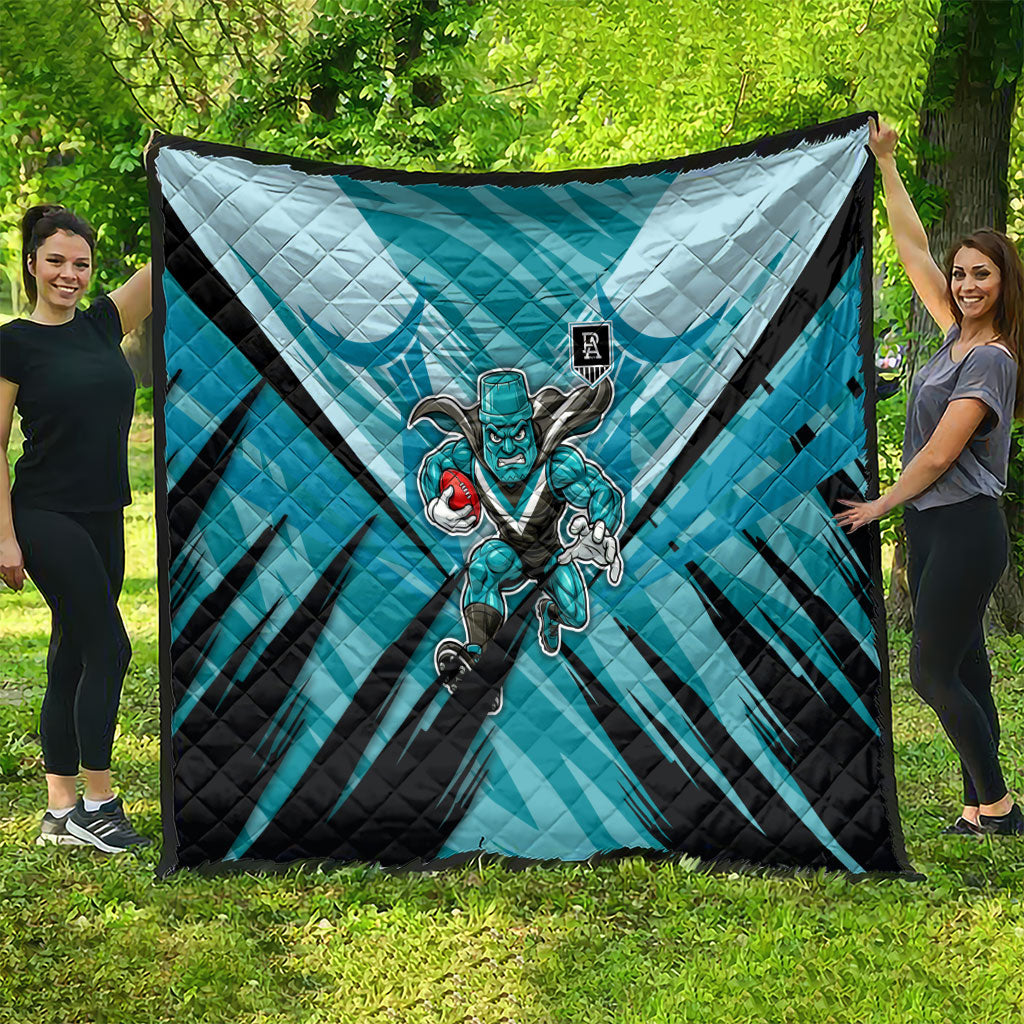 Port Adelaide Power Australian Football Quilt Powerful Superhero Mascot - Bold Team Colors