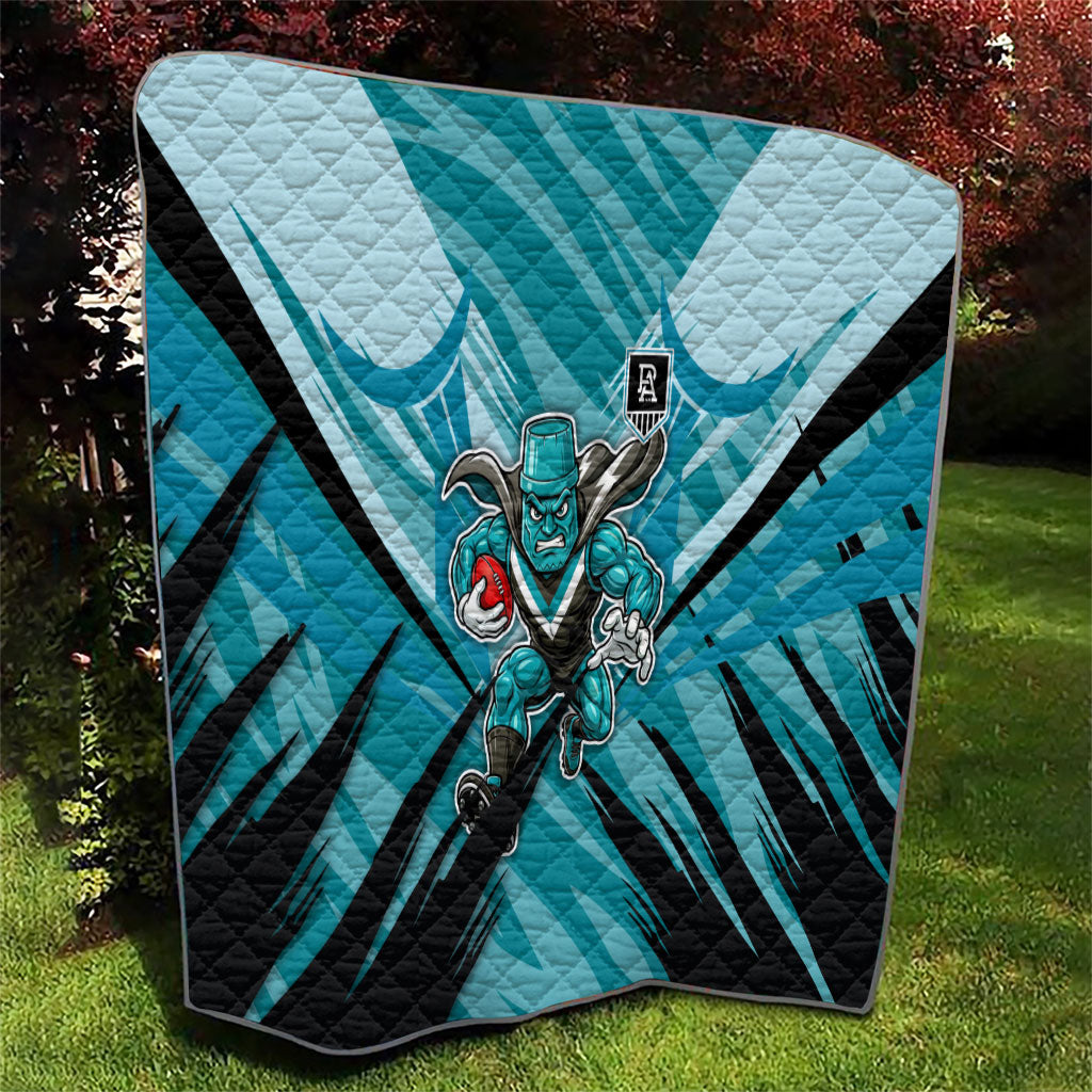 Port Adelaide Power Australian Football Quilt Powerful Superhero Mascot - Bold Team Colors