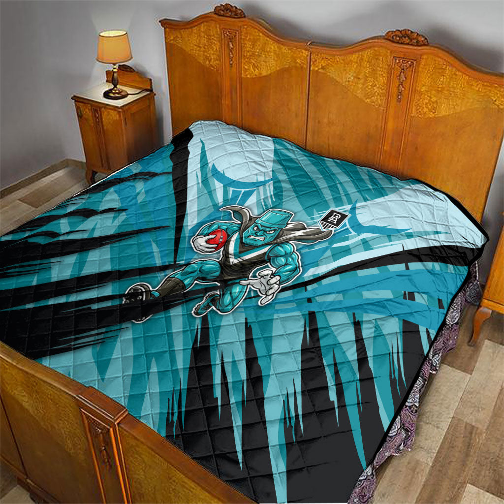 Port Adelaide Power Australian Football Quilt Powerful Superhero Mascot - Bold Team Colors
