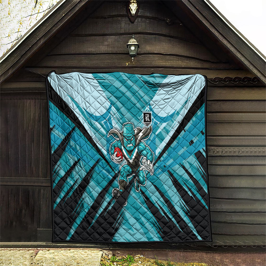 Port Adelaide Power Australian Football Quilt Powerful Superhero Mascot - Bold Team Colors
