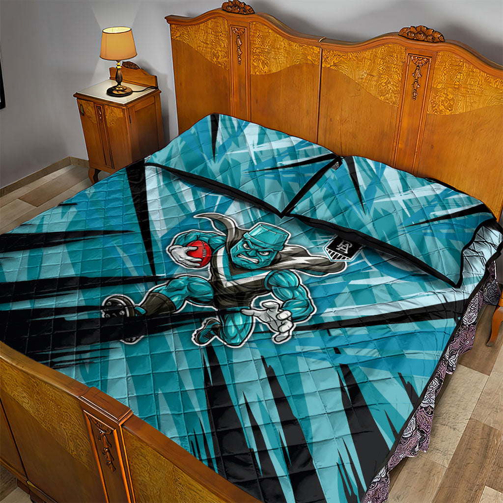 Port Adelaide Power Australian Football Quilt Bed Set Powerful Superhero Mascot - Bold Team Colors