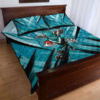 Port Adelaide Power Australian Football Quilt Bed Set Powerful Superhero Mascot - Bold Team Colors