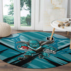 Port Adelaide Power Australian Football Round Carpet Powerful Superhero Mascot - Bold Team Colors