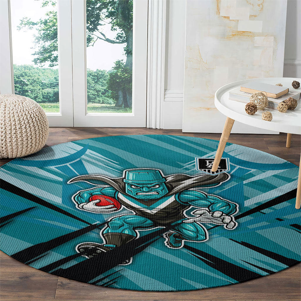 Port Adelaide Power Australian Football Round Carpet Powerful Superhero Mascot - Bold Team Colors
