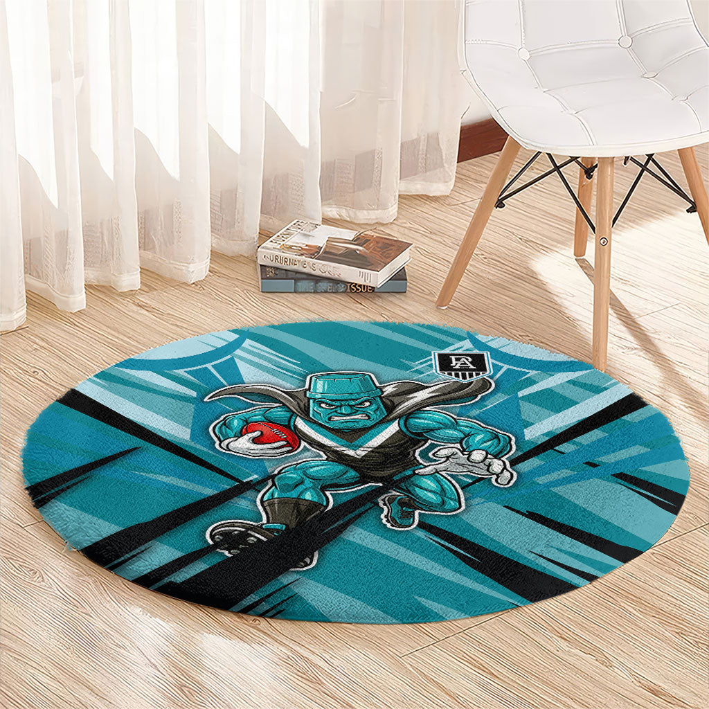 Port Adelaide Power Australian Football Round Carpet Powerful Superhero Mascot - Bold Team Colors