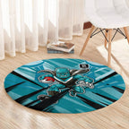 Port Adelaide Power Australian Football Round Carpet Powerful Superhero Mascot - Bold Team Colors
