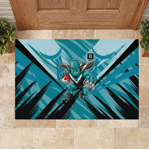 Port Adelaide Power Australian Football Rubber Doormat Powerful Superhero Mascot - Bold Team Colors