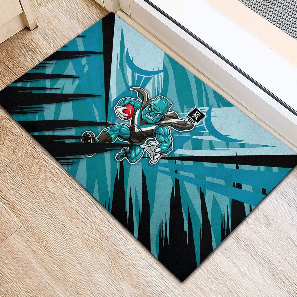 Port Adelaide Power Australian Football Rubber Doormat Powerful Superhero Mascot - Bold Team Colors