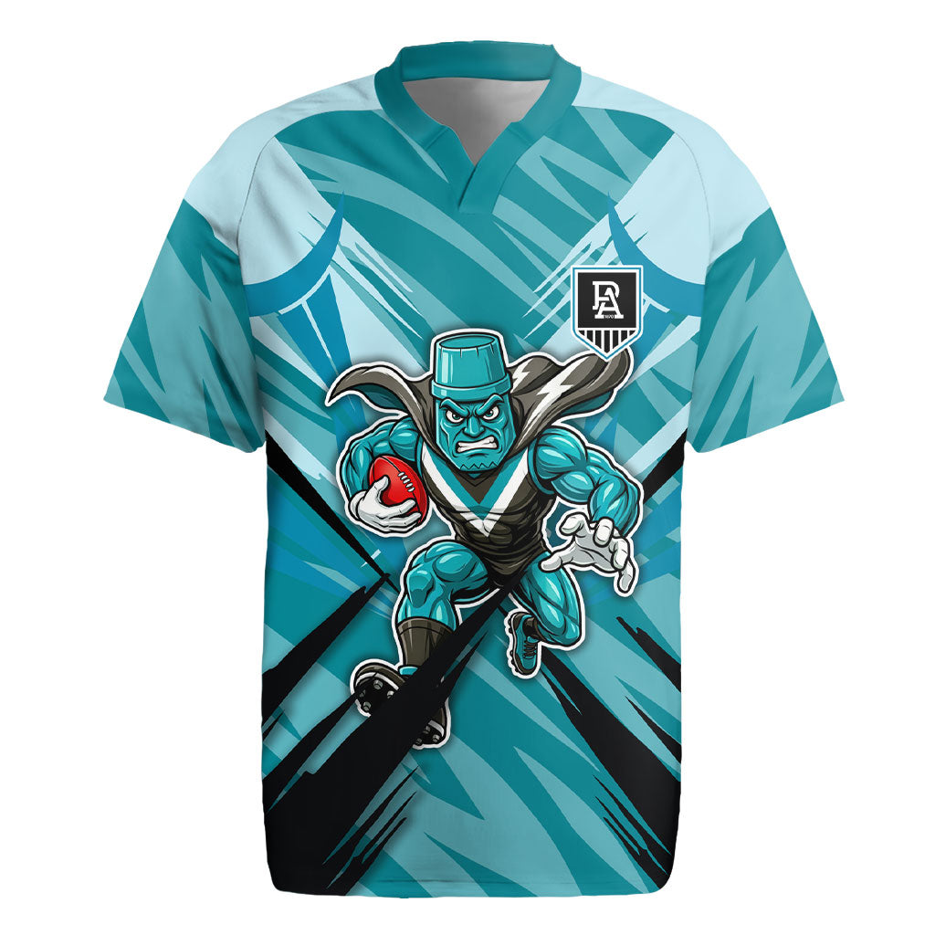 Port Adelaide Power Australian Football Rugby Jersey Powerful Superhero Mascot - Bold Team Colors
