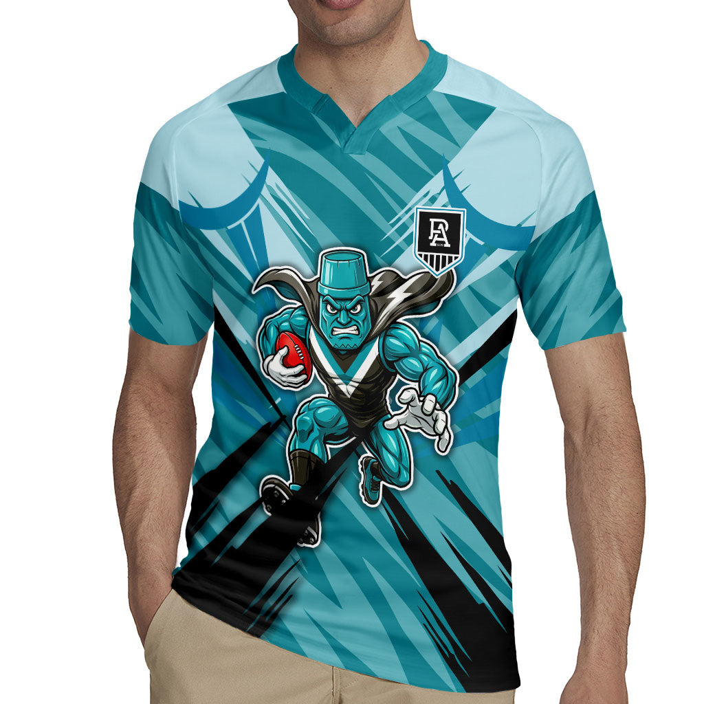 Port Adelaide Power Australian Football Rugby Jersey Powerful Superhero Mascot - Bold Team Colors