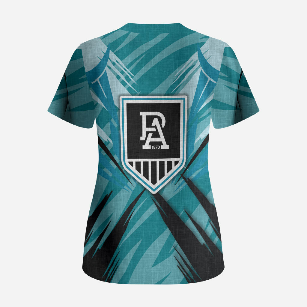 Port Adelaide Power Australian Football Scrub Top Powerful Superhero Mascot - Bold Team Colors