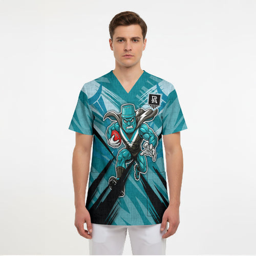 Port Adelaide Power Australian Football Scrub Top Powerful Superhero Mascot - Bold Team Colors