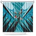 Port Adelaide Power Australian Football Shower Curtain Powerful Superhero Mascot - Bold Team Colors