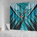 Port Adelaide Power Australian Football Shower Curtain Powerful Superhero Mascot - Bold Team Colors