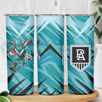 Port Adelaide Power Australian Football Skinny Tumbler Powerful Superhero Mascot - Bold Team Colors