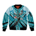 Port Adelaide Power Australian Football Sleeve Zip Bomber Jacket Powerful Superhero Mascot - Bold Team Colors