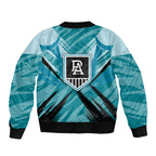 Port Adelaide Power Australian Football Sleeve Zip Bomber Jacket Powerful Superhero Mascot - Bold Team Colors
