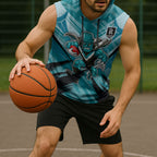 Port Adelaide Power Australian Football Sleeveless Hoodie Powerful Superhero Mascot - Bold Team Colors
