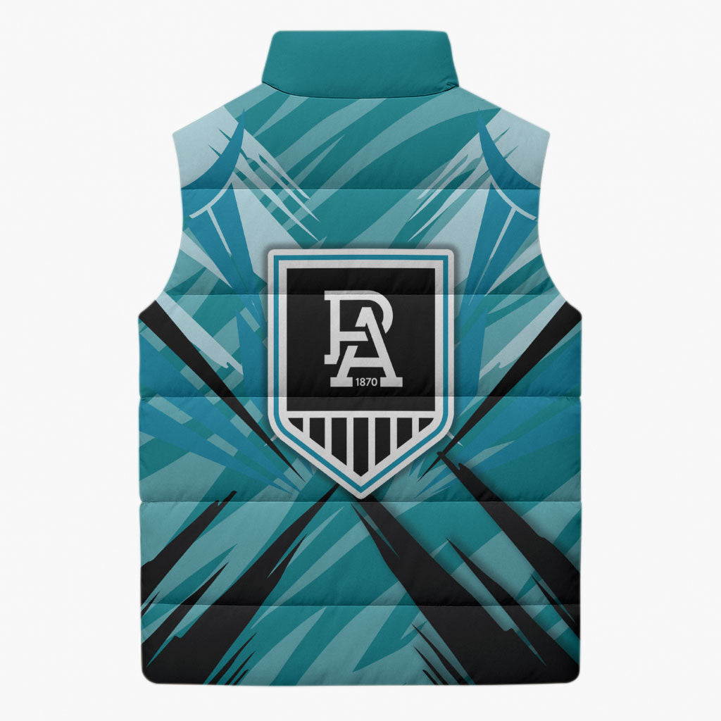 Port Adelaide Power Australian Football Sleeveless Puffer Jacket Powerful Superhero Mascot - Bold Team Colors