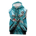 Port Adelaide Power Australian Football Sleeveless Zip Hoodie Powerful Superhero Mascot - Bold Team Colors