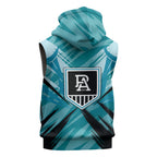 Port Adelaide Power Australian Football Sleeveless Zip Hoodie Powerful Superhero Mascot - Bold Team Colors