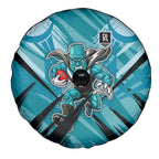 Port Adelaide Power Australian Football Spare Tire Cover Powerful Superhero Mascot - Bold Team Colors