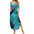 Port Adelaide Power Australian Football Summer Maxi Dress Powerful Superhero Mascot - Bold Team Colors