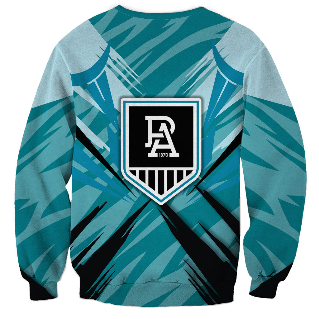 Port Adelaide Power Australian Football Sweatshirt Powerful Superhero Mascot - Bold Team Colors