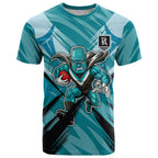 Port Adelaide Power Australian Football T Shirt Powerful Superhero Mascot - Bold Team Colors