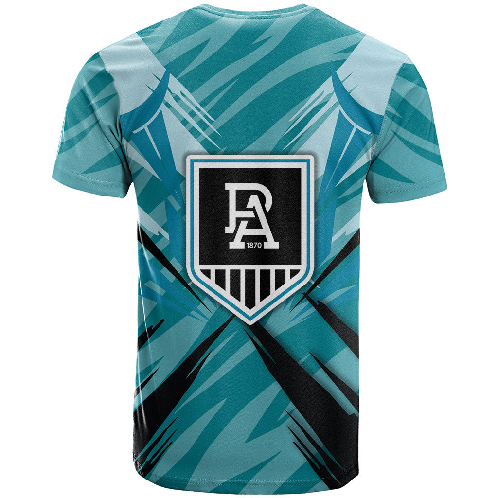 Port Adelaide Power Australian Football T Shirt Powerful Superhero Mascot - Bold Team Colors
