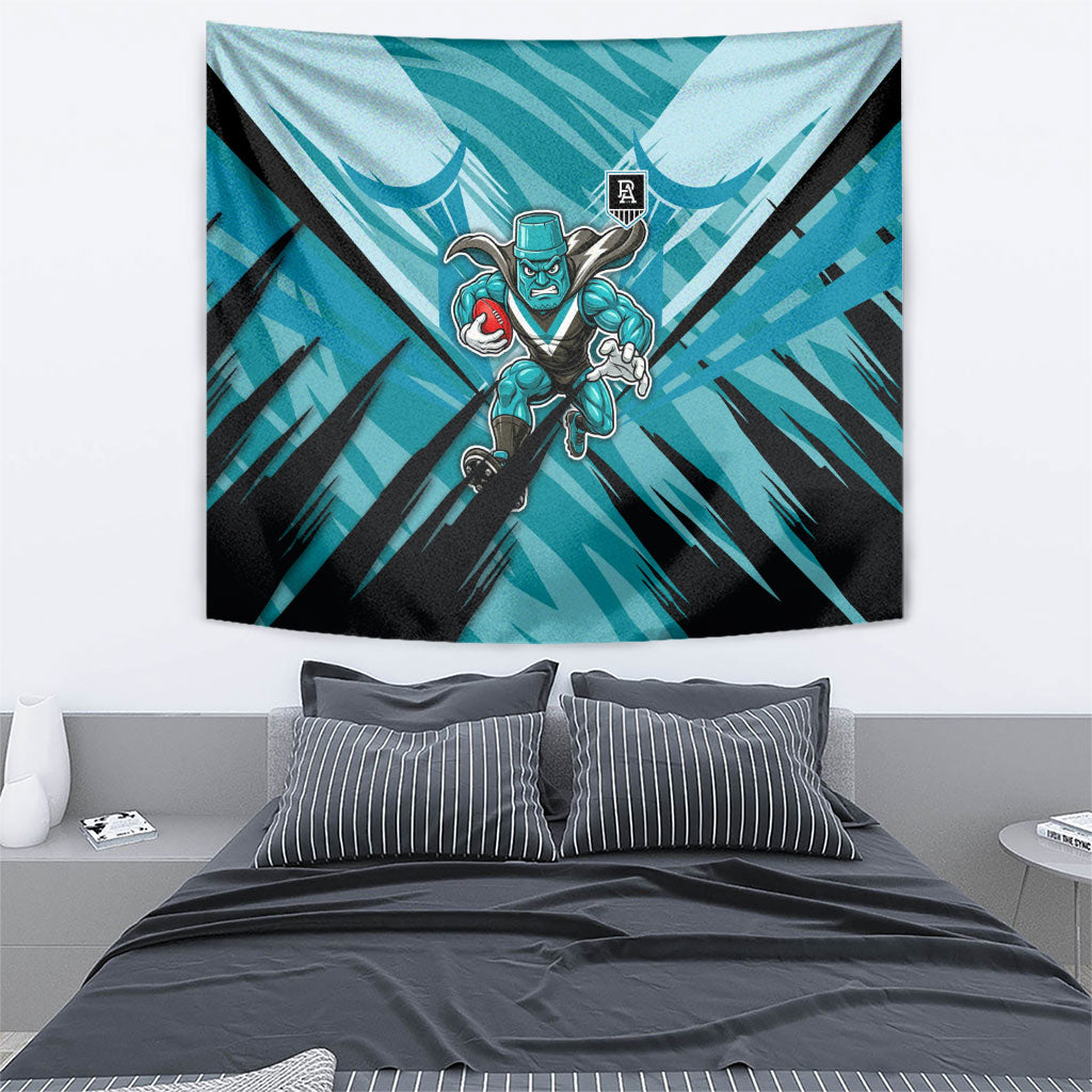Port Adelaide Power Australian Football Tapestry Powerful Superhero Mascot - Bold Team Colors