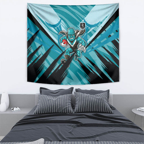 Port Adelaide Power Australian Football Tapestry Powerful Superhero Mascot - Bold Team Colors