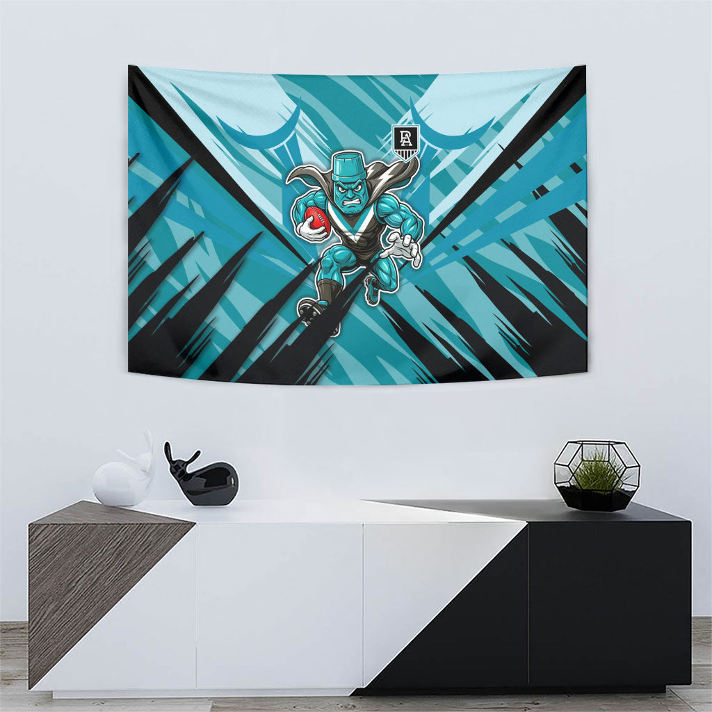 Port Adelaide Power Australian Football Tapestry Powerful Superhero Mascot - Bold Team Colors
