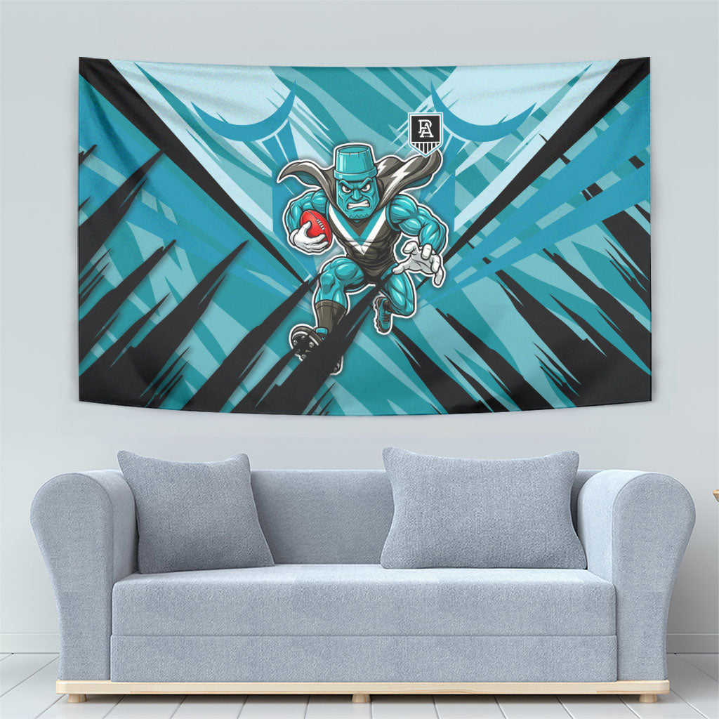 Port Adelaide Power Australian Football Tapestry Powerful Superhero Mascot - Bold Team Colors