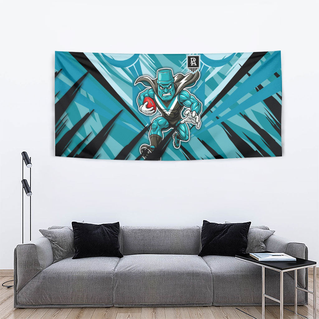 Port Adelaide Power Australian Football Tapestry Powerful Superhero Mascot - Bold Team Colors